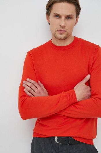 Bavlnený sveter United Colors of Benetton pánsky, oranžová farba, tenký
