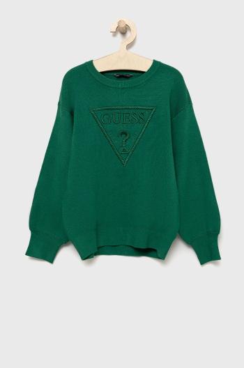 Detský sveter Guess zelená farba, teplý