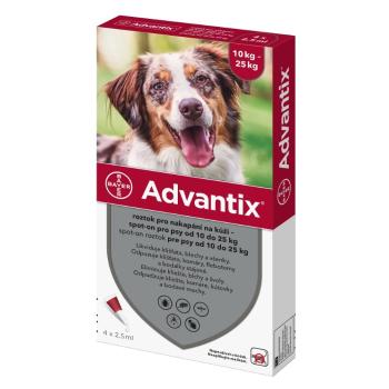 ADVANTIX Spot-on pre psov 10-25 kg 2,5 ml 4 pipety