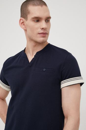 Bavlnené tričko Tom Tailor tmavomodrá farba, jednofarebné