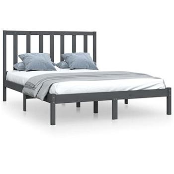 Rám postele sivý masívna borovica 140 × 200 cm, 3105162