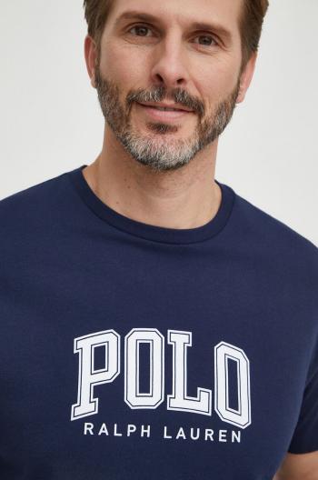 Bavlnené tričko Polo Ralph Lauren pánske,tmavomodrá farba,s potlačou,710934714