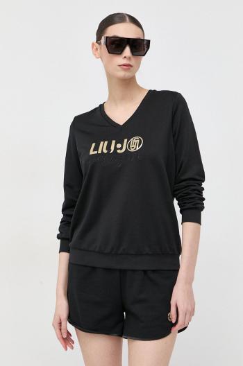 Tričko s dlhým rukávom Liu Jo čierna farba, s nášivkou