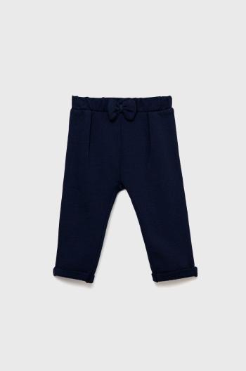 Detské bavlnené nohavice United Colors of Benetton tmavomodrá farba, jednofarebné