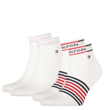 TOMMY HILFIGER - 2PACK Breton stripe biele quarter ponožky-39-42