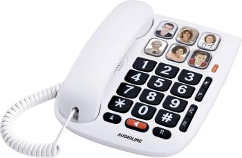 Audioline Tmax 10 šnúrový telefón pre seniorov  handsfree  biela