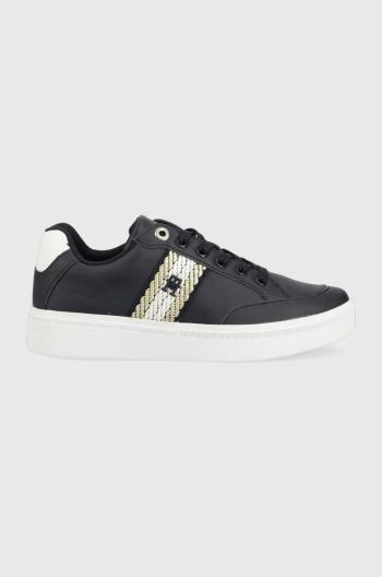 Kožené tenisky Tommy Hilfiger COURT SNEAKER WITH WEBBING tmavomodrá farba, FW0FW07106