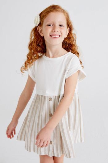 Dievčenské šaty Mayoral béžová farba, mini, áčkový strih