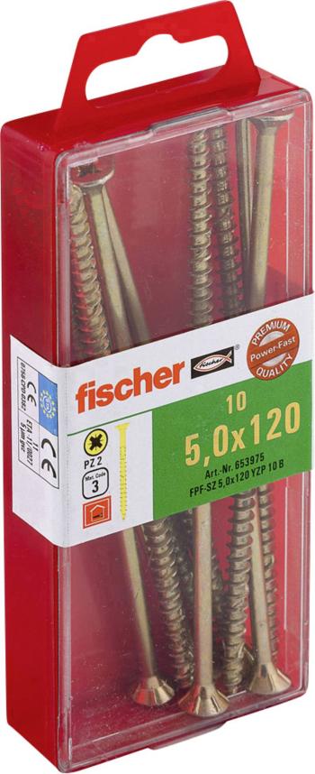Fischer  653975 skrutka so zápustnou hlavou 5 mm 120 mm krížová dražka Pozidriv     glavanizované zinkom 10 ks