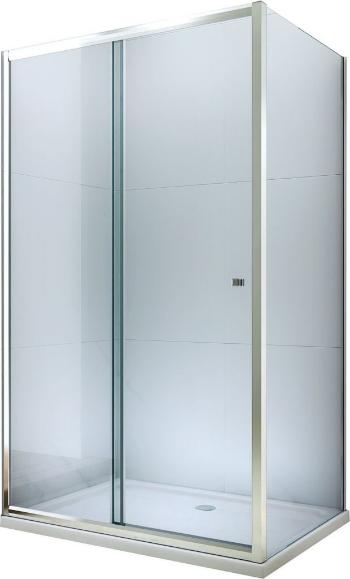 MEXEN/S - Apia obdĺžnikový sprchový kút 140x80 cm, transparent, chróm + vanička 840-140-080-01-00-4010