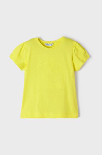 Detské bavlnené tričko Mayoral žltá farba,