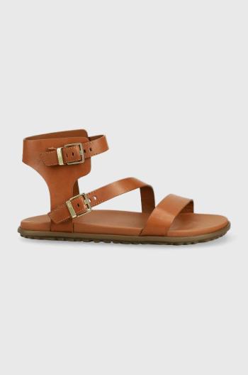 Kožené sandále UGG Solivan Strap dámske, hnedá farba,