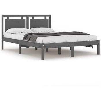 Rám postele sivý masívne drevo 200 × 200 cm, 3105557