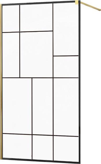 MEXEN/S - KIOTO Sprchová zástena WALK-IN 70x200 cm 8 mm, zlatá čierny vzor 2 800-070-101-50-78