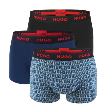 HUGO - boxerky 3PACK cotton stretch modern blue logo HUGO & dark color combo - limitovaná fashion edícia (HUGO BOSS)-XXL (108-117 cm)