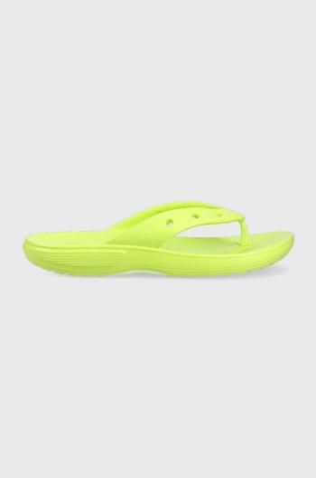 Žabky Crocs Classic Flip dámske, zelená farba, na plochom podpätku, 207713