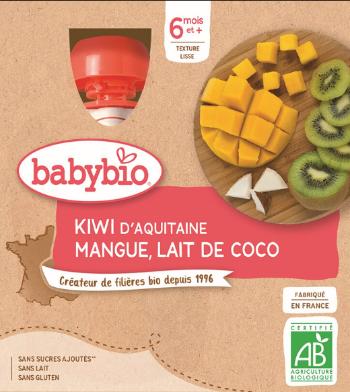 Babybio doypack kiwi, mango, kokosové mlieko 4 x 90 g