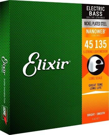 Elixir 14207 NanoWeb Light/Medium 45-135 Struny pre 5-strunovú basgitaru