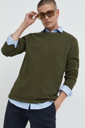 Bavlnený sveter Only & Sons pánsky, zelená farba, tenký,