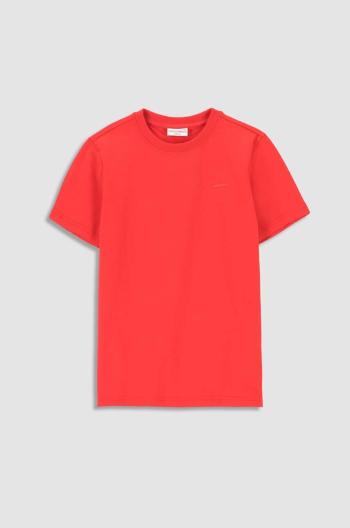 Detské bavlnené tričko Coccodrillo červená farba, jednofarebný