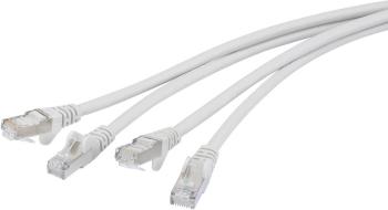 Renkforce RF-4288944 RJ45 sieťové káble, prepojovacie káble CAT 6A S/FTP 10.00 m sivá samozhášavý, duplex, s ochranou 1