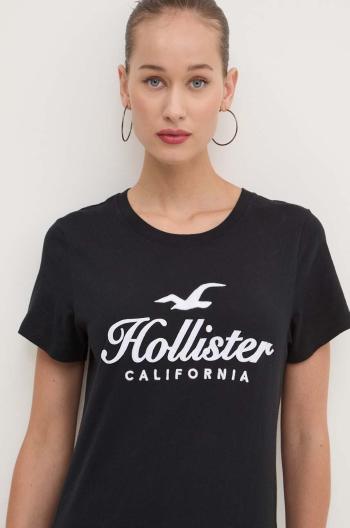 Bavlnené tričko Hollister Co. dámske, čierna farba, KI357-3284