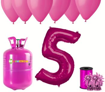 HeliumKing Hélium párty set na 5. narodeniny s ružovými balónmi