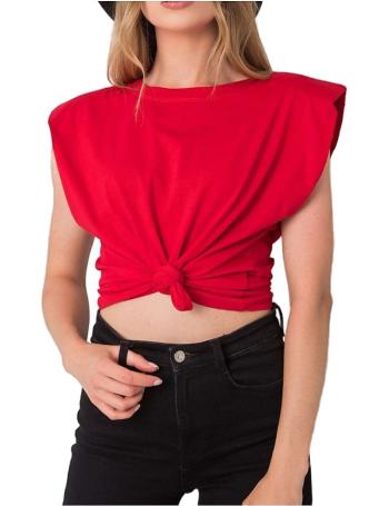 červené dámske tričko s ramennými vypchávkami vel. S