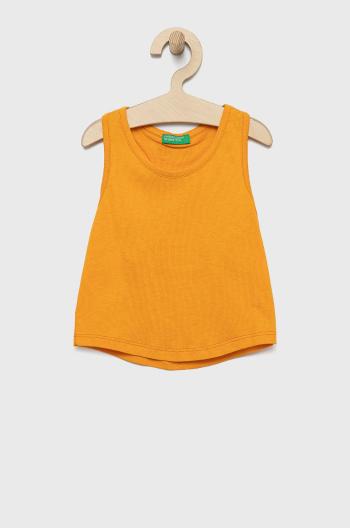 Detský bavlnený top United Colors of Benetton oranžová farba,