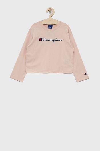 Detská bavlnená košeľa s dlhým rukávom Champion 404233 ružová farba