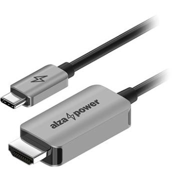 AlzaPower Alucore USB-C (M) na HDMI 2.1 8K 60 Hz (M) 1,5 m strieborný (APW-CBTCHD015S)