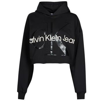 Calvin Klein Jeans  Mikiny GLOSSY MONOGRAM HOODIE  Čierna
