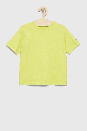 Detské bavlnené tričko United Colors of Benetton žltá farba, jednofarebný