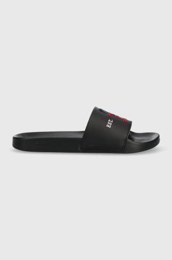 Šľapky Tommy Hilfiger TH EMBROIDERY POOL SLIDE pánske, čierna farba, FM0FM04465