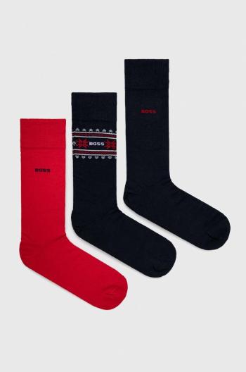 Ponožky BOSS 3-pak pánske, tmavomodrá farba