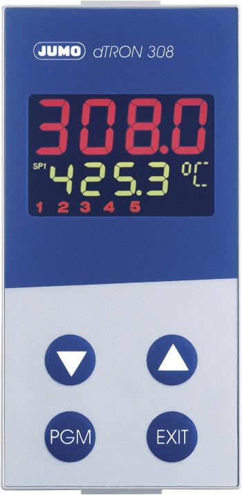 Jumo dTRON 308 (hoch) PID termostat Pt100, PT500, Pt1000, KTY11-6, L, J, U, T, K, E, NTC, S, R, B, C, D -200 do +2400 °C