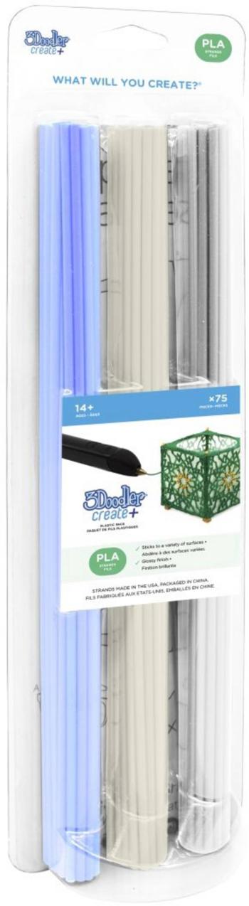 3Doodler PL-CLEAR-75 Create+ PLA  Clear Mix sada vlákien pre 3D tlačiarne PLA plast   2.85 mm  modrá (transparentná), si