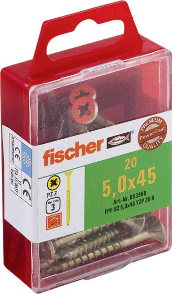 Fischer  653968 skrutka so zápustnou hlavou 5 mm 45 mm krížová dražka Pozidriv     glavanizované zinkom 20 ks