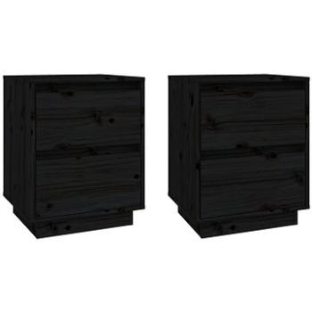 SHUMEE Nočné stolíky 2 ks čierne 40 × 35 × 50 cm masívne borovicové drevo, 813324
