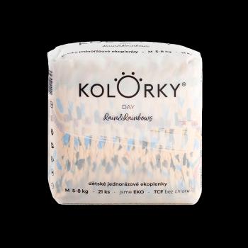 KOLORKY DAY - dážď a dúhy - M (5-8 kg) - jednorazové eko plienky 21 ks