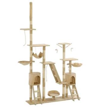 Shumee Multifunkčný hrací mačací strom so sisalovými stĺpikmi 230 – 250 cm béžový (8718475600190)