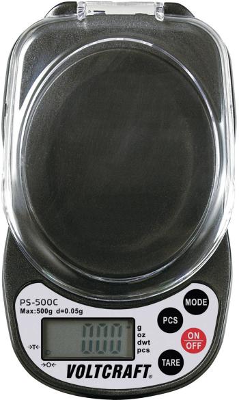 VOLTCRAFT PS-500C  vrecková váha  Max. váživosť 500 g Rozlíšenie 0.05 g na batérie čierna