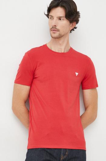 Tričko Guess pánske, červená farba, jednofarebné