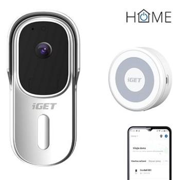 iGET HOME Doorbell DS1 White + Chime CHS1 White - set videozvonku a reproduktoru, FullHD video s obo