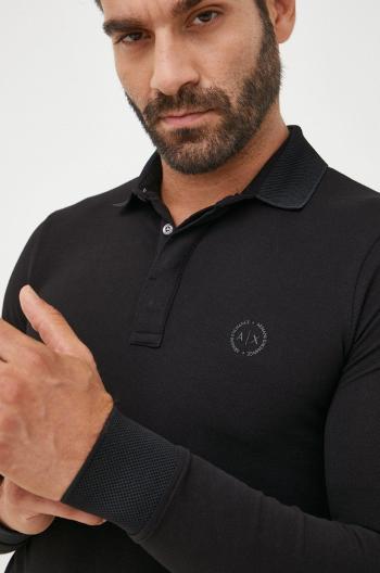 Tričko s dlhým rukávom Armani Exchange pánske, čierna farba, jednofarebné