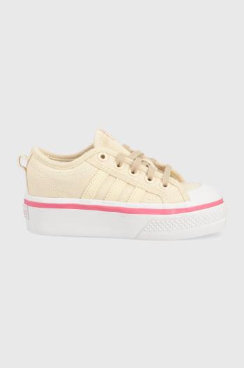 Detské tenisky adidas Originals NIZZA PLATFORM C béžová farba