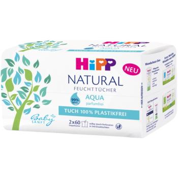 Hipp Babysanft Aqua Natural vlhčené čistiace obrúsky pre deti od narodenia 2x60 ks