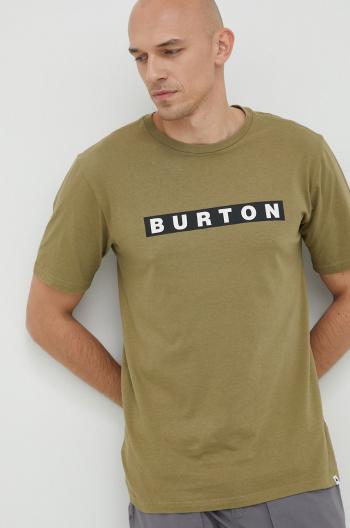 Bavlnené tričko Burton zelená farba, s potlačou