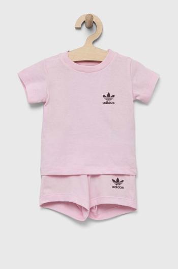 Detská bavlnená súprava adidas Originals ružová farba