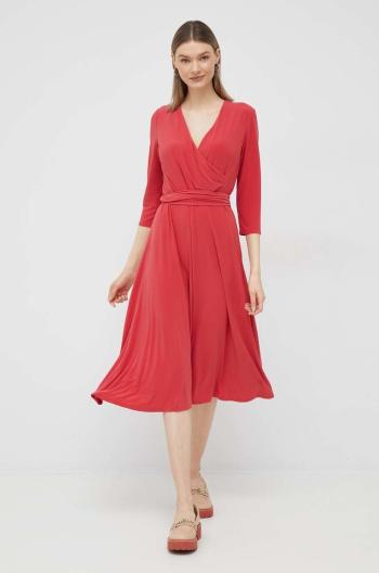 Šaty Lauren Ralph Lauren červená farba, mini, áčkový strih